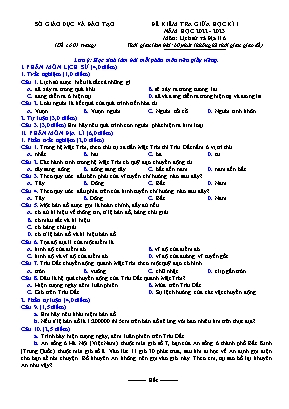 Đề kiểm tra giữa học kì I môn Lịch sử và Địa lí 6 (Sách Cánh Diều) - Năm học 2022-2023 (Có đáp án)